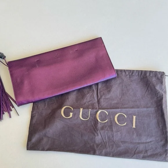 Nouveau Leather Tassel Clutch Bag, Purple - Picture 4 of 4